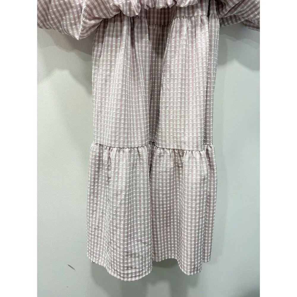 English Factory XS Purple Gingham Seersucker Top Maxi  Skirt 2 Piece Set